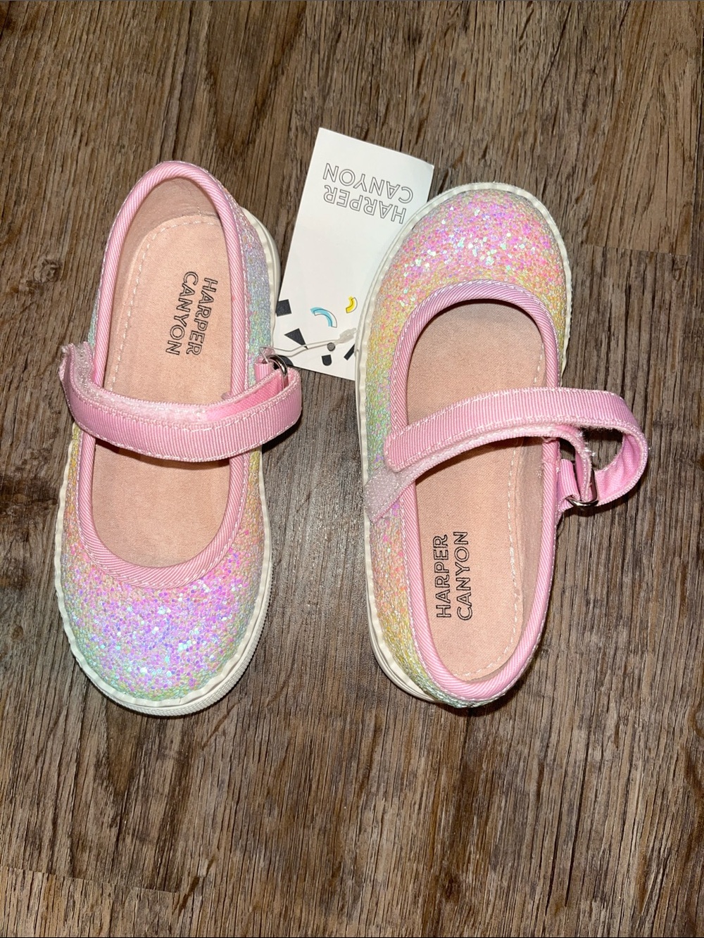 Harper Canyon Pink Glitter Mary Jane Shoes with Sparkle